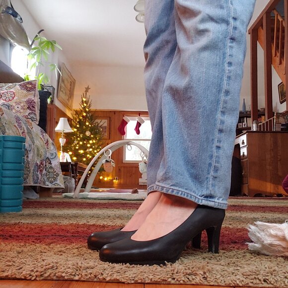 Black Faux Leather Heels - Picture 4 of 5